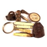 A carved bone handled magnifying glass,