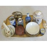 Various Chinese and Japanese ceramics including Yixing teapot and vases etc