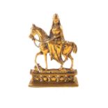 An early 20th Century brass doorstop depicting Queen Alexandra on horse back with Reg No,