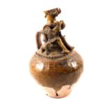 A Turkish (possibly Canakkale) figural pottery ewer