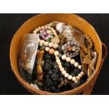 Various bead necklaces and costume jewellery including a 9ct gold ring (as found)