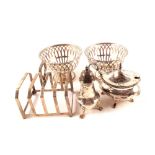 A silver toast rack,