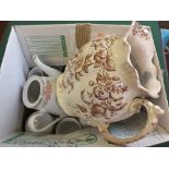 A Chinese floral part tea set plus other china (two boxes)