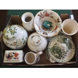 Various Masons china including ginger jars, clock,