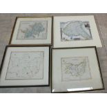 Four 19th Century maps of Suffolk and East Riding of Yorkshire and Hertfordshire