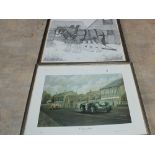 Two Ernest Moseling limited edition Jaguar car prints plus various others