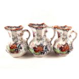 A set of three Masons Ironstone china jugs