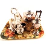 A silver plated three piece tea set,