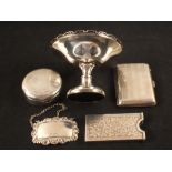 A silver bon bon dish (filled) Birmingham 1931, silver cigarette case,