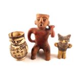 Three South American pottery figures