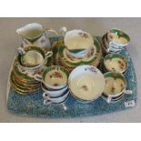 A Paragon green and floral part tea set