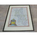 A Robert Morden outline coloured map of Buckinghamshire,