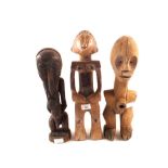Three Congo tribal wooden figures