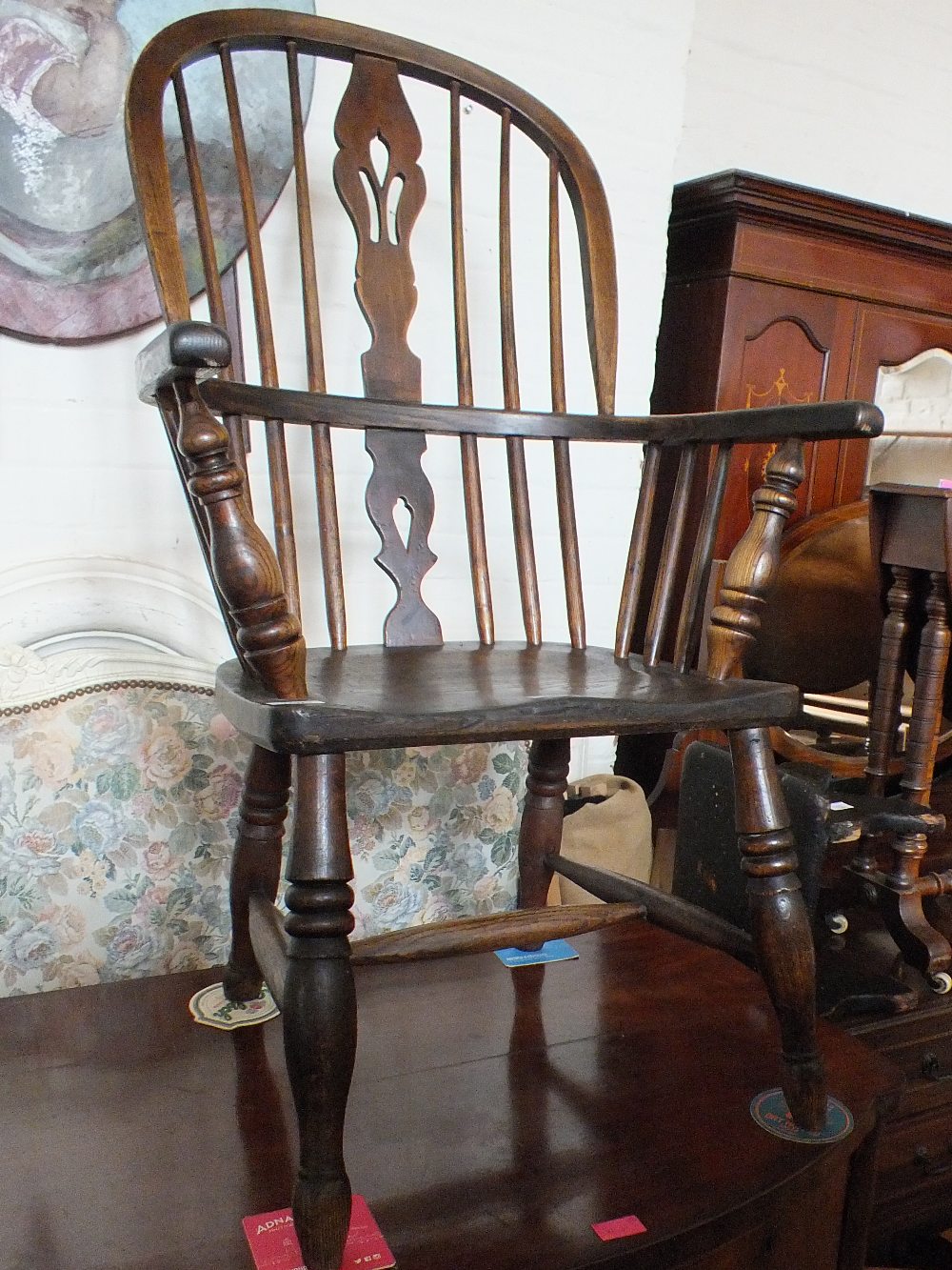 A 19th Century stick back Windsor armchair