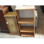 A Victorian painted pine pot cupboard plus a modern oak kitchen shelf