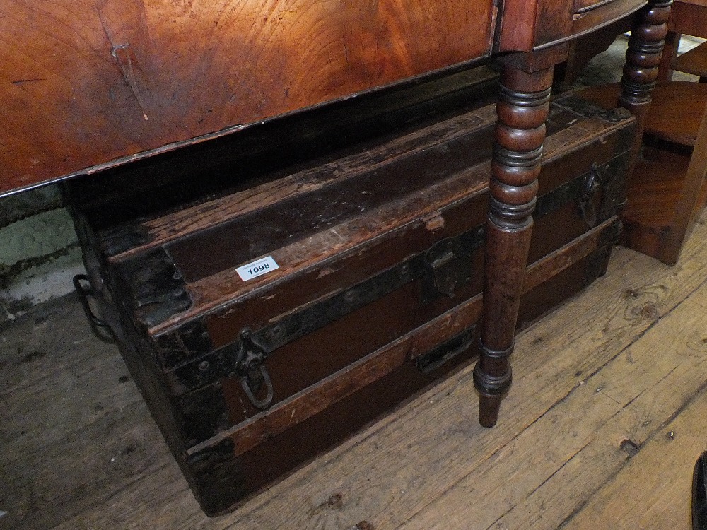 An iron bound chest plus four little walnut tables - Image 2 of 2