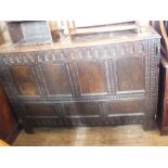 A large oak panelled chest containing 18th Century and later timbers