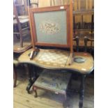 A Victorian inlaid mahogany chess top stretcher table,