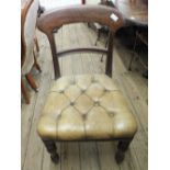 A set of six Victorian mahogany bar back chairs with button back leather seats