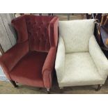 Two upholstered armchairs