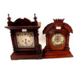Two oak cased mantel clocks,
