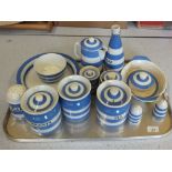 Various T&G Green Cornish ware storage jars,