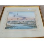 A Simon Trinder watercolour 'Teal in Flight', signed bottom right,