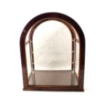 A mahogany table top domed glass display case