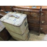 A Victorian airer and a vintage travelling trunk