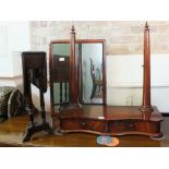 A Victorian mahogany swing toilet mirror and small Sutherland table