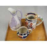 A Ridgways Naomi and her daughters-in-law jug (stapled) plus a 19th Century ironstone jug and one