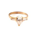 A 9ct gold heart shaped amethyst and white stone set ring and a 9ct gold white stone ring,