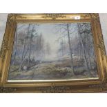 Edward Arden, watercolour of a woodland scene with sheep,