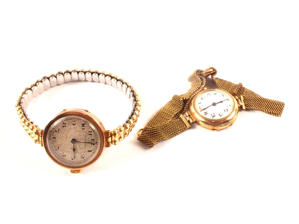 Two ladies 9ct gold wristwatches
