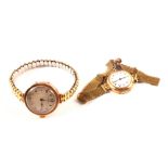 Two ladies 9ct gold wristwatches