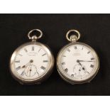 A gents silver pocket watch, dial marked H.E.