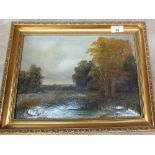 A pair of oils on canvas of country scenes, monogram K.E.