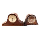 Two oak cased striking mantel clocks