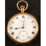 An 18ct gold pocket watch, dial marked Pearson & Son Astral Truro, movement S/No.