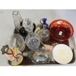 Various items of coloured glass,