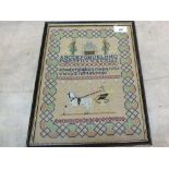 An alphabet, horse and cart sampler,