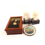 A reverse painted Mona Lisa box,