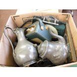 Various metal sundries including candelabra, lamps,