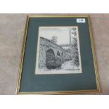 Alfred Wainwright (1907-1991) pen and ink titled 'West Bradford Bridge', signed lower right,