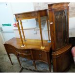 A reproduction yew corner cupboard,