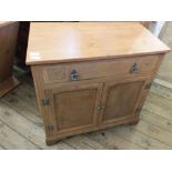 A modern pine lead glazed corner cupboard, a pine single drawer,