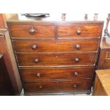 A Victorian mahogany chest of two short drawers over four graduated drawers on bun feet