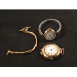 A 9ct gold lady's wristwatch with a 9ct gold on metal watch strap plus another 9ct gold watch