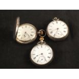 Three gents silver cased pocket watches