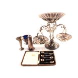 Various items of silver plate plus cased silver coffee spoons